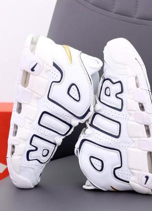 Мужские кроссовки nike air more uptempo white blue 423 фото