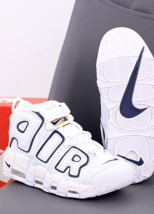 Мужские кроссовки nike air more uptempo white blue 427 фото