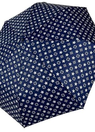 Жіноча парасоля напівавтомат від toprain на 8 спиць з принтом, синій, 02020-1