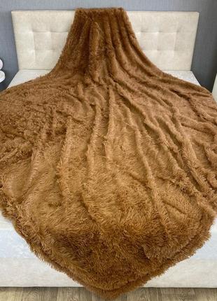 Чудовий якісний плед риже-коричневий 200/220, євро розмір3 фото