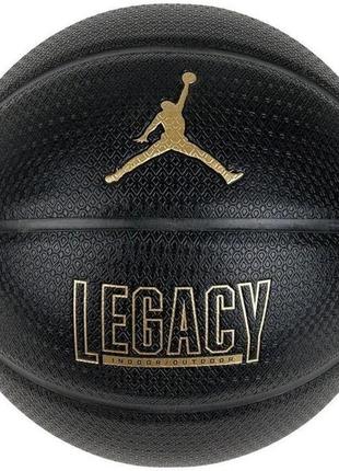 Мяч баскетбольный nike jordan legacy 2.0 8p deflated black/black/black/metallic gold size 7 j.100.8253.051.07