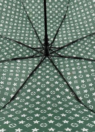 Жіноча парасоля напівавтомат від toprain на 8 спиць з принтом, зелений, 02020-47 фото