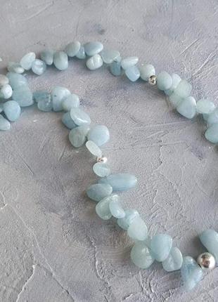 Бусы в серебре "аквамарин".
