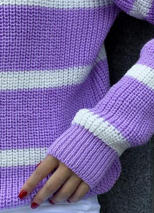 Шерстяной теплый свитер в полоску4 фото