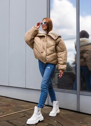 Куртка зимова жіноча (рр 42-50) к-286 кемел3 фото