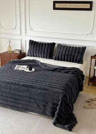 Плед покривало велюр кролик графітовий 200*230