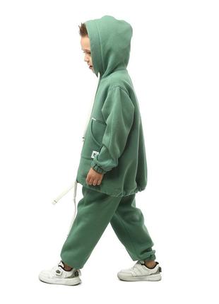 Костюм дитячий спортивний теплий із турецької бавовняної тканини з начосом, худі кенгуру оверсайз, штани6 фото