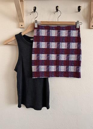 Трикотажная юбка в клетку