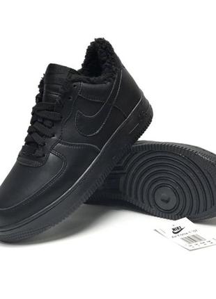 Зимние мужские кроссовки nike air force 1 winter black (мех) 41-42-43-44-45