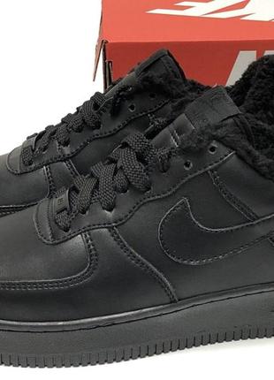 Зимние мужские кроссовки nike air force 1 winter black (мех) 41-42-43-44-456 фото