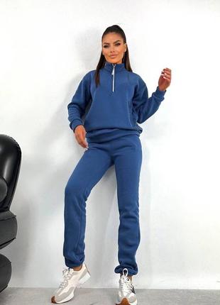 Спортивний костюм на флісі кофта вільного крою комір стійка з блискавкою штани джогери...