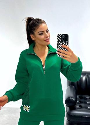 Спортивний костюм на флісі кофта вільного крою комір стійка з блискавкою штани джогери...