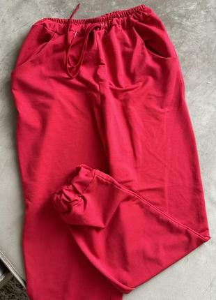 Червоні джогери спортивні штани з манжетами1 фото