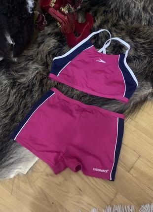 Купальник с шортами бикини розовый топ брендовый новый спортивный купальник для плавания1 фото