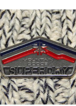 Шапка бини с логотипом superdry super g серая меланжевая5 фото