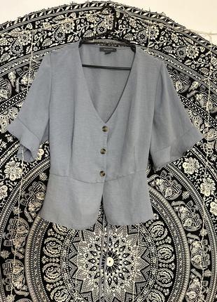 Блуза с коротким рукавом на пуговицах и завязке3 фото
