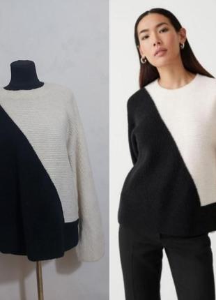 Вязаный свитер обьемной вязки  в стиле колор блок широкие рукава шерсть яка &other stories