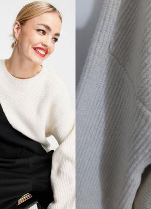 Вязаный свитер обьемной вязки  в стиле колор блок широкие рукава шерсть яка &other stories4 фото