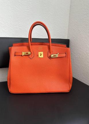 Женская сумка эрмес оранжевая hermes orange1 фото