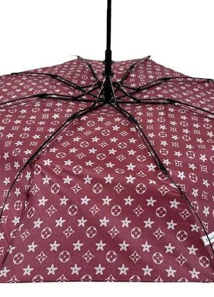 Жіноча парасоля напівавтомат від toprain на 8 спиць з принтом, бордовий, 02020-24 фото