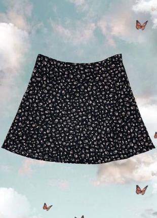 Черная цветочная короткая юбка2 фото