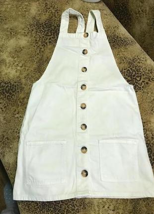 Сарафан х/б белый джинсовый  для девочки  размер 36(8)