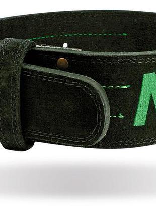 Пояс для важкої атлетики madmax mfb-301 suede single prong шкіряний black/green xl