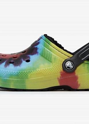 Crocs цветные сабо кроксы утепленные домашние мех тапочки сланцы