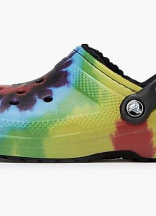 Crocs цветные сабо кроксы утепленные домашние мех тапочки сланцы