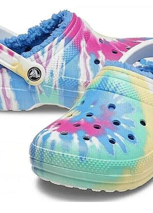 Crocs цветные сабо кроксы утепленные домашние мех тапочки сланцы
