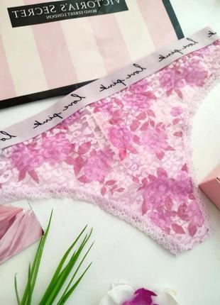Трусики стринги ажурные victoria's secret pink xl 44 46