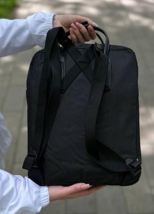 Чорний міський рюкзак kanken classic dark зі шкіряними ручками, канкен класик. 16 l