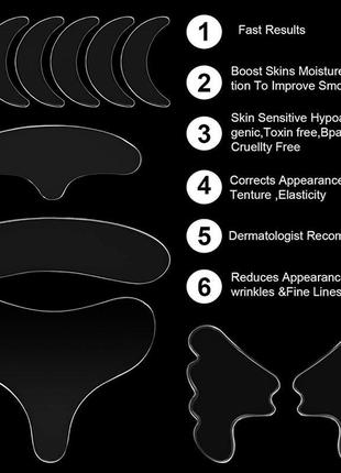 Багаторазові силіконові патчі для обличчя, шиї та декольте набір з 11 шт6 фото