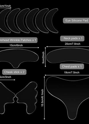 Багаторазові силіконові патчі для обличчя, шиї та декольте набір з 11 шт4 фото