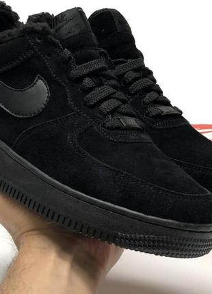 Зимние мужские кроссовки nike air force 1 winter black (мех) 40-41-42-43-44-454 фото