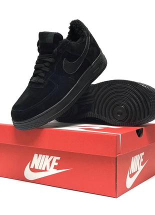 Зимние мужские кроссовки nike air force 1 winter black (мех) 40-41-42-43-44-453 фото