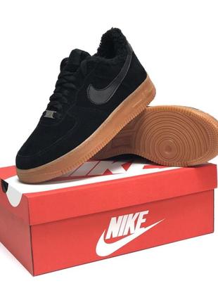 Зимние мужские кроссовки nike air force 1 winter black brown (мех) 40-41-42-43-44-453 фото