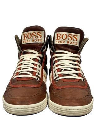 Hugo boss винтажные кожаные высокие кроссовки, кеды хай-топы (унисекс)3 фото
