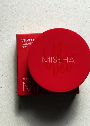 Тональный крем кушон 21 missha velvet finish cushion spf50+/pa+++1 фото