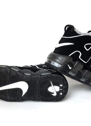 Зимние женские кроссовки nike air more uptempo winter black white (мех) 36-37-38-39-40-412 фото