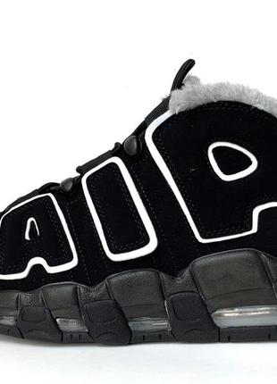 Зимние женские кроссовки nike air more uptempo winter black white (мех) 36-37-38-39-40-413 фото