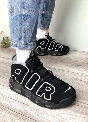 Зимние женские кроссовки nike air more uptempo winter black white (мех) 36-37-38-39-40-417 фото