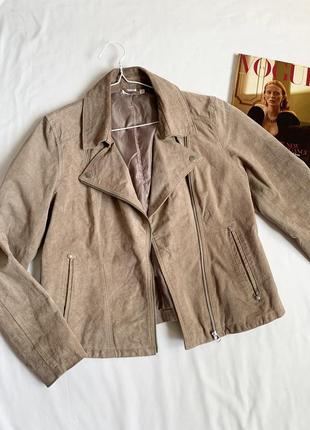 Куртка, косуха, замшевая, натуральная замша, натуральная кожа, бежевая, беж3 фото