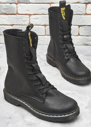 Зимові черевики dr. martens air wair з високоякісної натуральної м'якої щільної шкіри всередині байк