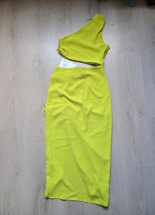 Плаття сукня топ спідниця лимонне неонове розріз збірка zara s 9878/1107 фото