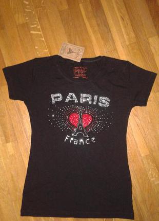 Новая вискозная черная маечка с бирочками от paris m р.