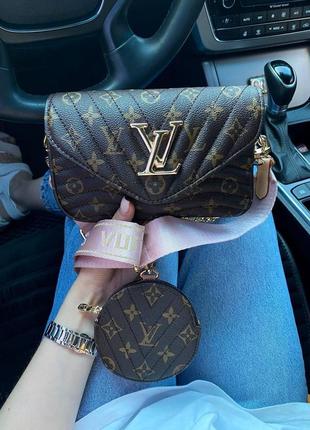 Женская сумка через плечо louis vuitton new brown pink, коричневая, кожаная сумочка луи витон