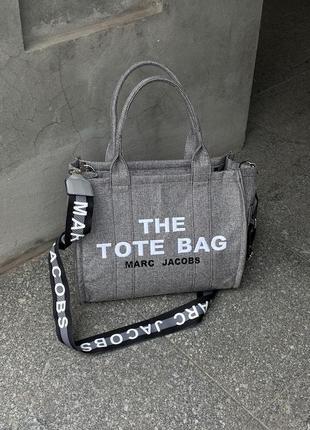 Женская сумка марк джейкобс серая marc jacobs the large tote bag grey textile
