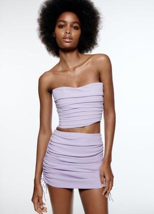 Платье набор комплект топ и юбка сборка фиолетовая zara s 2406/332