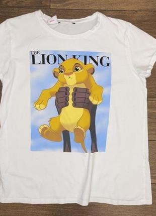 Стильная яркая коттон хлопок мультяшная белая футболка disney lion king s m1 фото